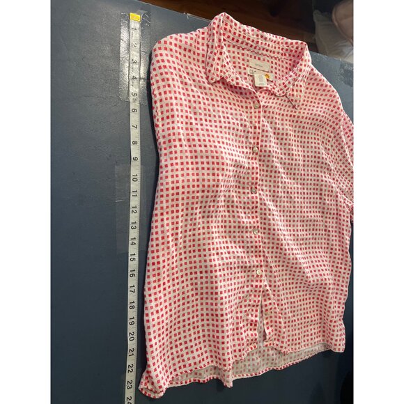 C&C California Red & White Checkered Linen Button-Up Shirt M Coastal Beach - Picture 3 of 11